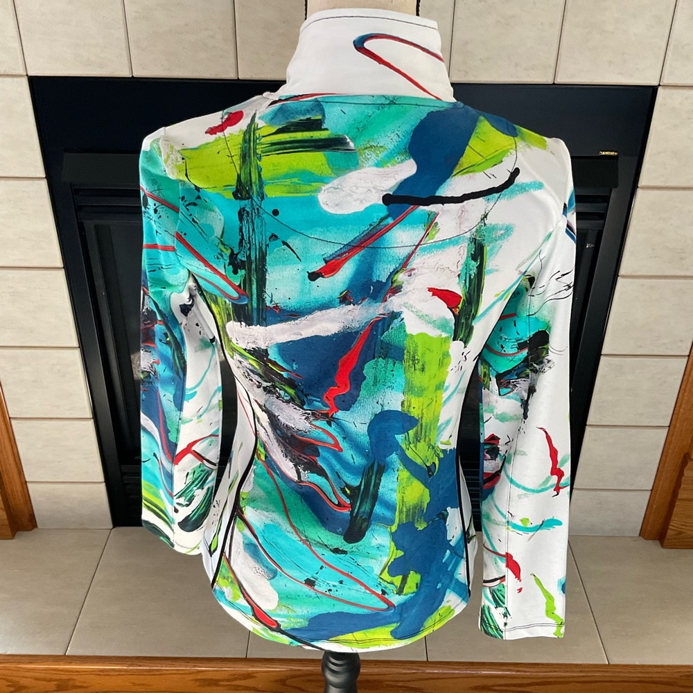 Dolcezza Artistic Design Long Sleeve, Full Front Zip, Cotton/Knit Blend, SZ S - Picture 5 of 7